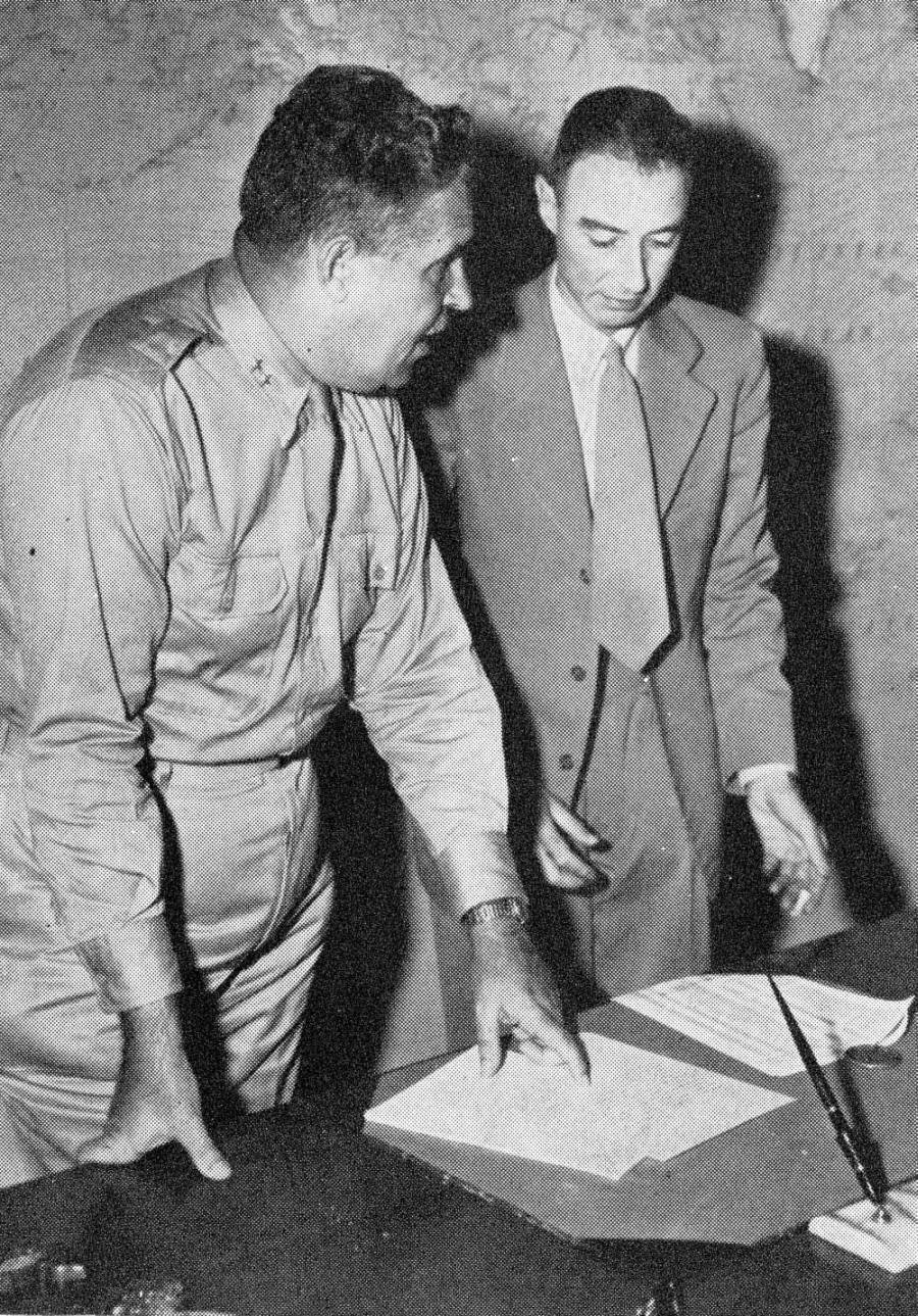 Leslie R. Groves and J. Robert Oppenheimer