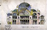 Watercolor painting of the Hagia Sophia, 1926.