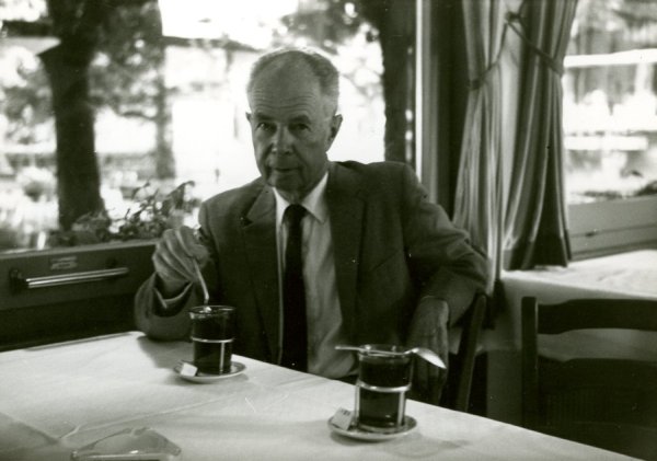 Fritz Marti at a cafe in Bern, Switzerland, 1963.