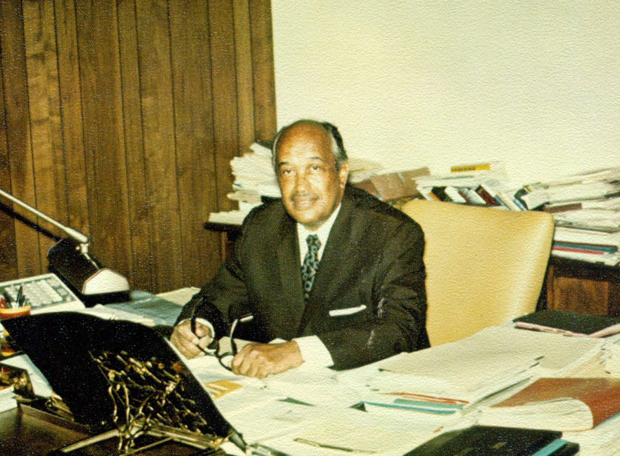 Herman Branson in his office, Lincoln University of Pennsylvania.