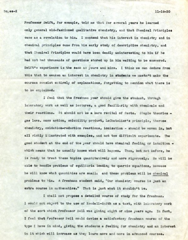 Letter from Linus Pauling to A.A. Noyes. Page 2. November 18, 1930