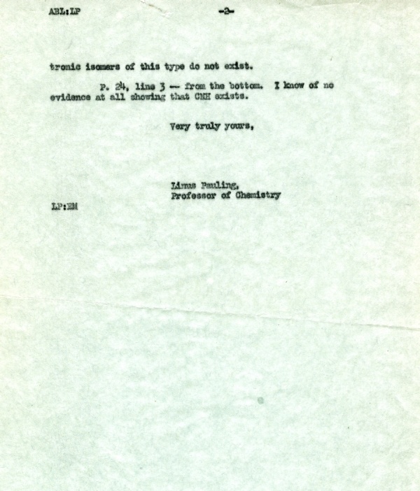 Letter from Linus Pauling to Arthur B. Lamb. Page 2. March 7, 1935