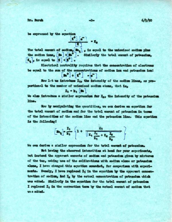 Letter from Linus Pauling to George Burch. Page 2. June 5, 1950