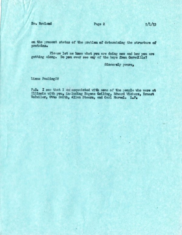 Letter from Linus Pauling to Floyd E. Rowland. Page 2. January 5, 1952