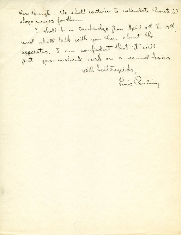 Letter from Linus Pauling to Francis W. Sears Page 2. January 29, 1935