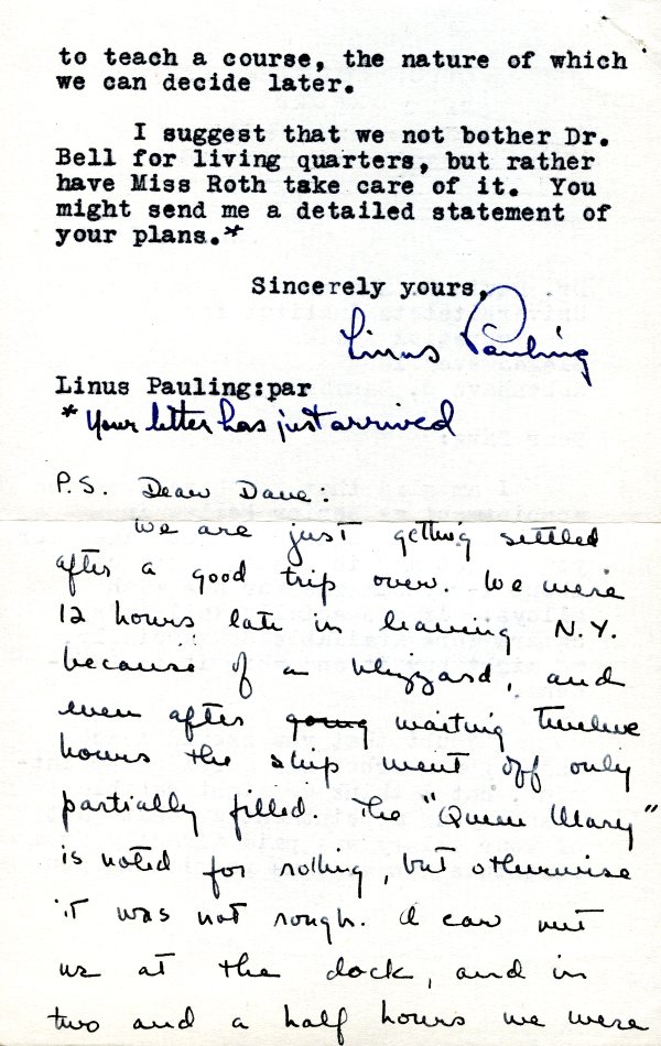Letter from Linus Pauling to David Shoemaker. Page 2. January 2, 1948