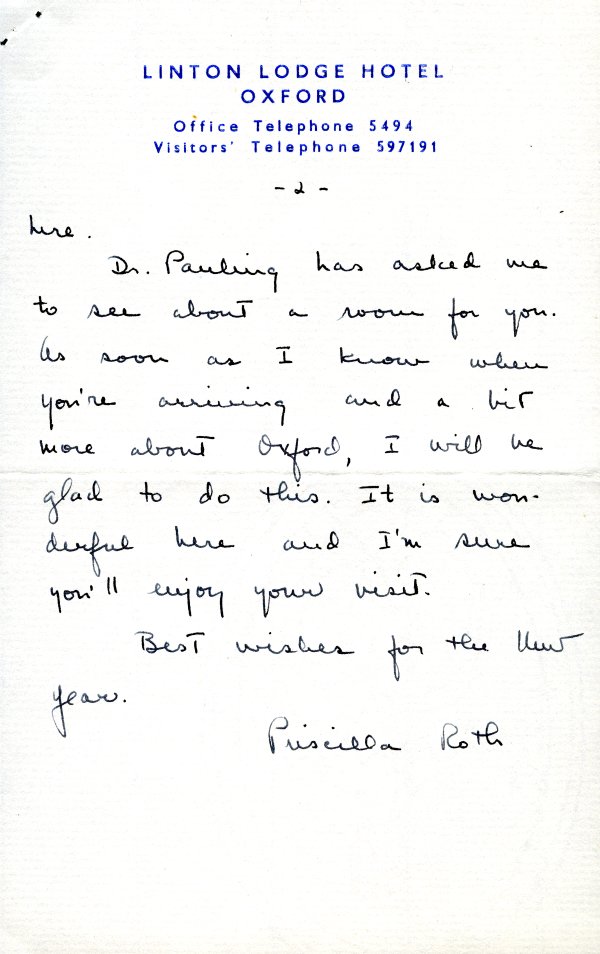 Letter from Linus Pauling to David Shoemaker. Page 3. January 2, 1948