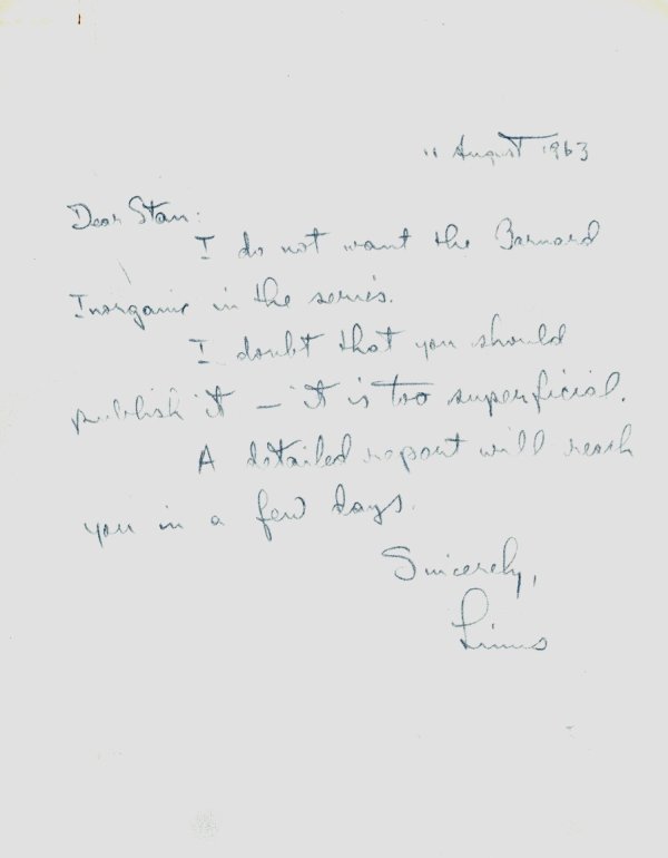 Letter from Linus Pauling to Stanley Schaefer. Page 1. August 11, 1963