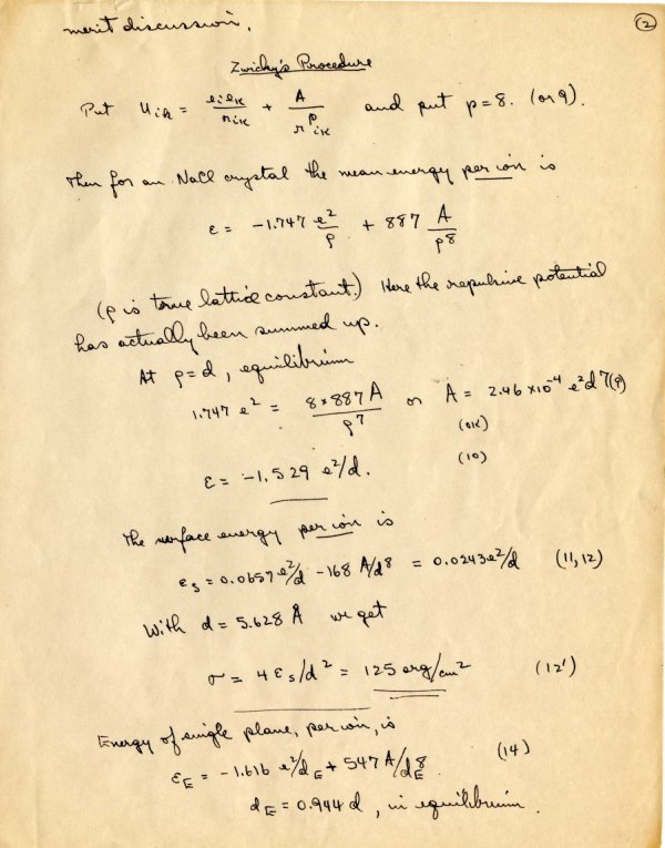 "Zwicky's Theory." Page 2. 1930