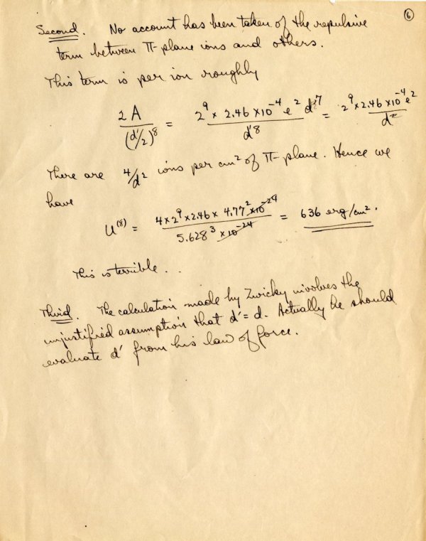 "Zwicky's Theory." Page 6. 1930