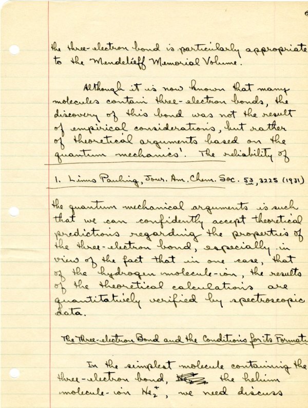 "The Three-Electron Bond and the Periodic System of the Elements." Page 2. 1934