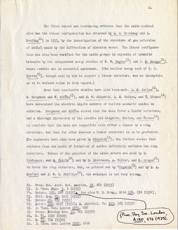 "The Structure of the Azide Group" Page 2. 1935