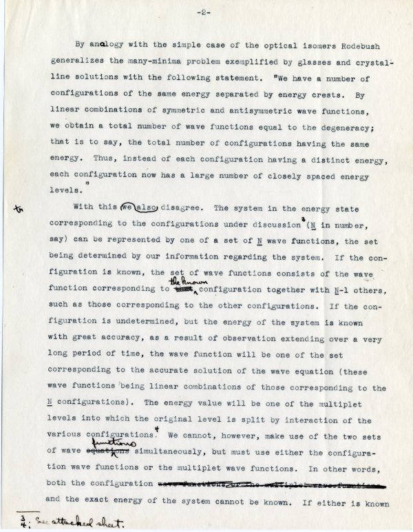 "Quantum Mechanics and the Third Law of Thermodynamics" Page 2. 1936