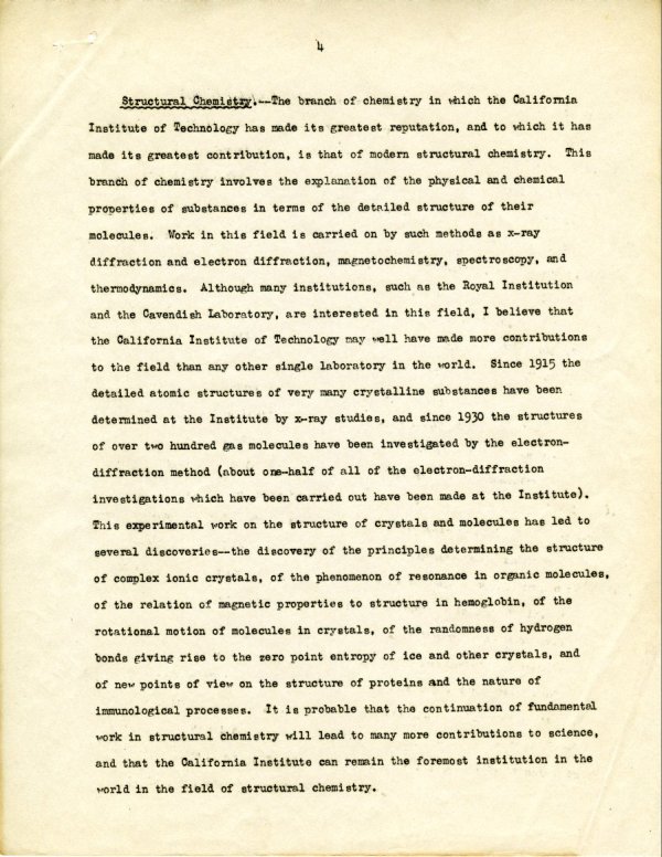"The Division of Chemistry and Chemical Engineering at the California Institute of Technology." Page 4. August 15, 1944