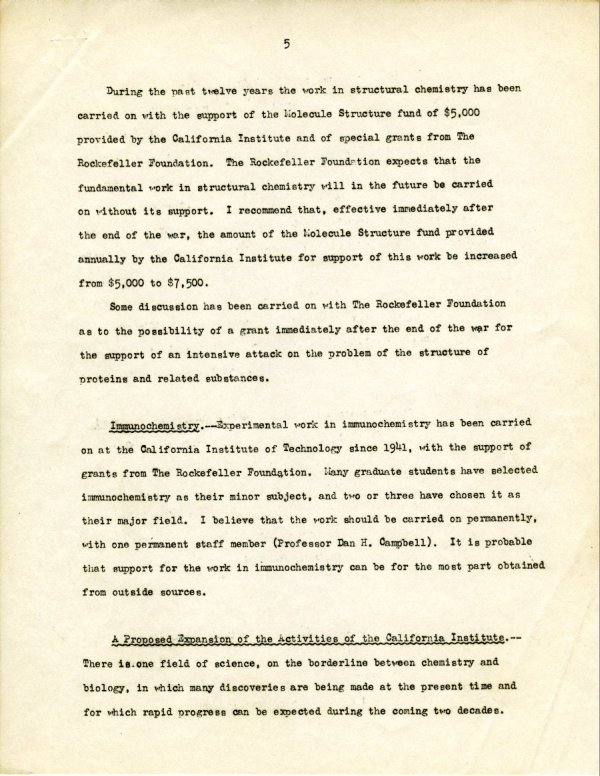 "The Division of Chemistry and Chemical Engineering at the California Institute of Technology." Page 5. August 15, 1944