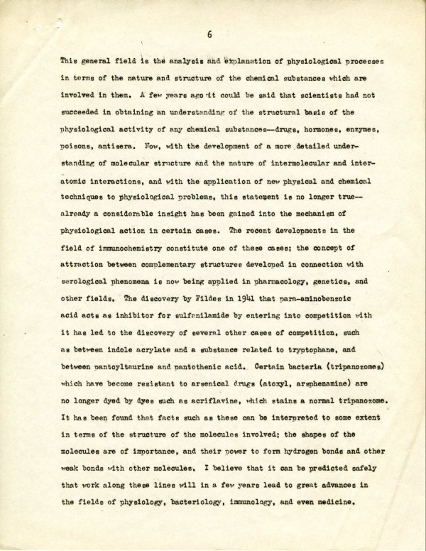 "The Division of Chemistry and Chemical Engineering at the California Institute of Technology." Page 6. August 15, 1944