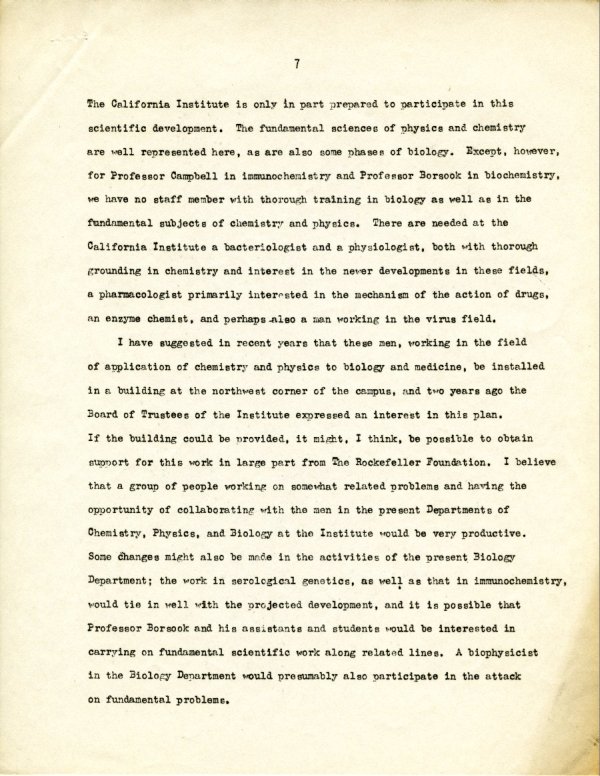 "The Division of Chemistry and Chemical Engineering at the California Institute of Technology." Page 7. August 15, 1944