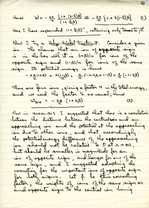 "A Reconsideration of My Old (1925) Treatment of Electrolytic Solutions." Page 2. July 29, 1948