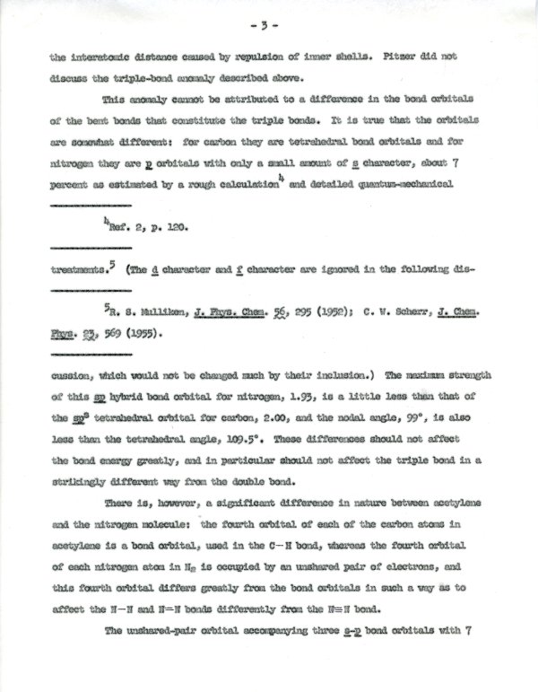 "The Carbon-Carbon Triple Bond and the Nitrogen-Nitrogen Triple Bond." Page 3. February 2, 1961