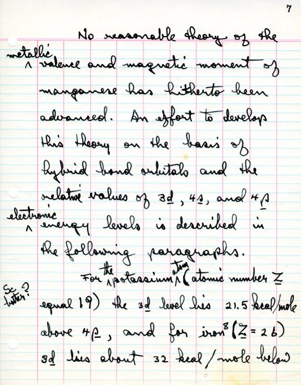 The Valence and Magnetic Moment of the Manganese Atom in Manganese Metal and Alloys Page 7. June 19, 1963