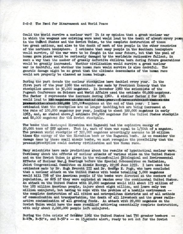 The Need for Disarmament and World Peace Page 3. April 27, 1963
