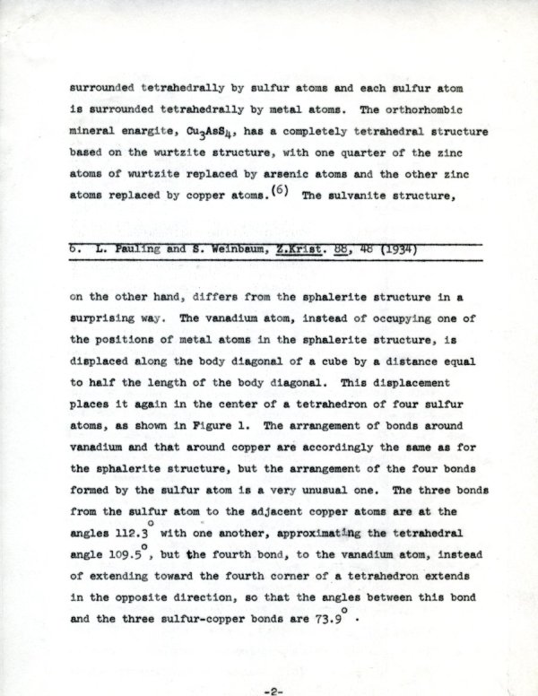 The Nature of the Chemical Bonds in Sulvanite, Cu3Vs4 Page 2. December 27, 1965