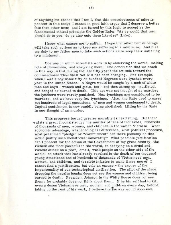 "Peace on Earth: The Position of the Scientists." Page 3. May 28, 1967
