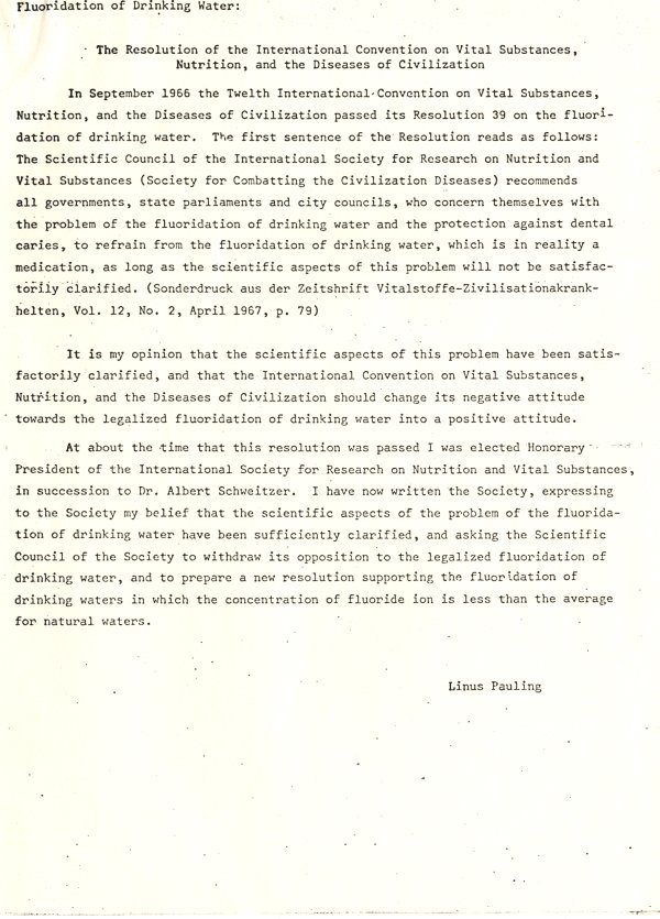 "The Fluoridation of Drinking Water." Page 2. November 29, 1967