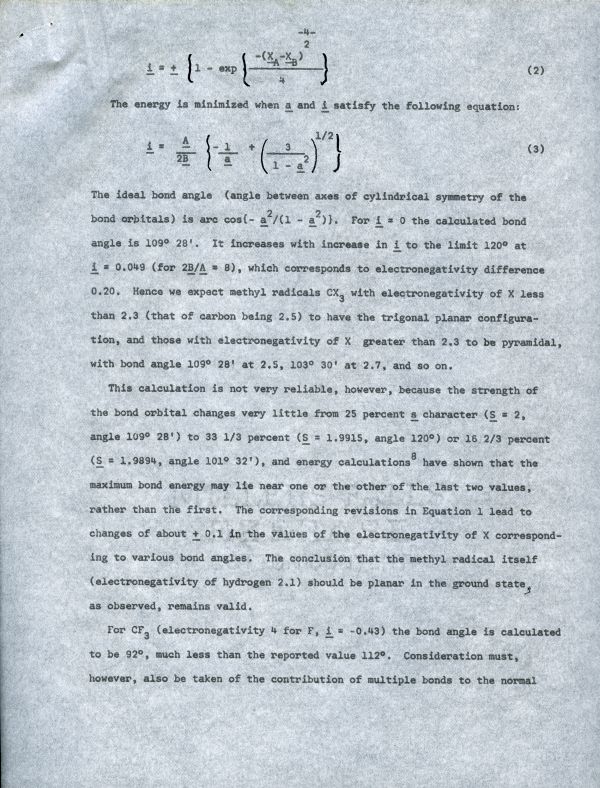 "The Structure of the Methyl Radical and Other Radicals" Page 4. March 6, 1969