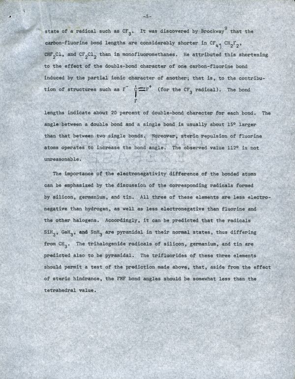 "The Structure of the Methyl Radical and Other Radicals" Page 5. March 6, 1969