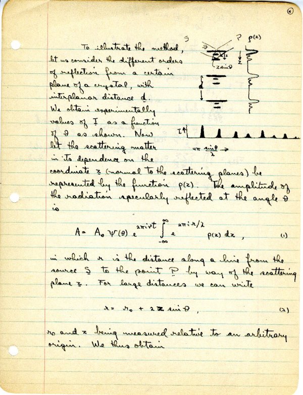 "A Straightforward Method of Interpretation of Diffraction Data." Page 4. August 29, 1935