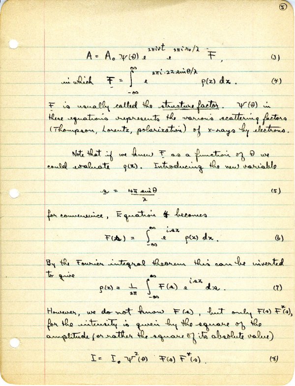 "A Straightforward Method of Interpretation of Diffraction Data." Page 5. August 29, 1935