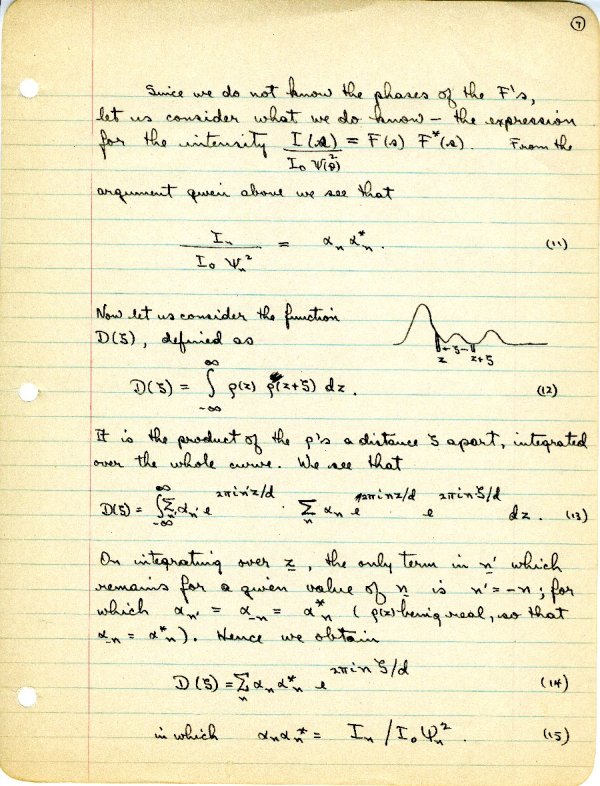 "A Straightforward Method of Interpretation of Diffraction Data." Page 7. August 29, 1935