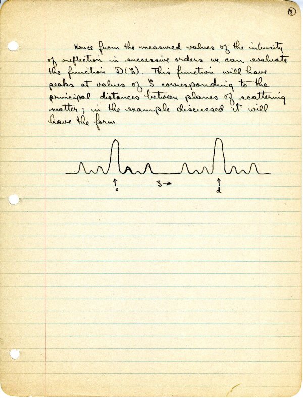 "A Straightforward Method of Interpretation of Diffraction Data." Page 8. August 29, 1935