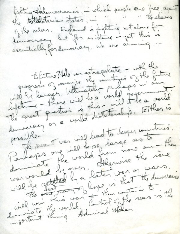 "Science and Democracy." Manuscript - Page 2. November 26, 1940