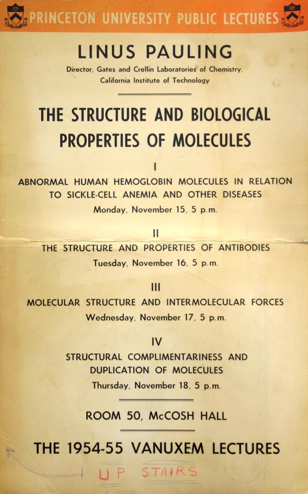 "The Structure and Biological Properties of Molecules." Flyer. November 1954