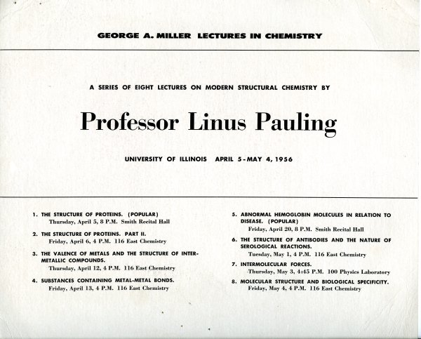 Flyer: George A. Miller Lectureship, University of Illinois, Champaign, Illinois. Page 2. April 5 - May 4, 1956