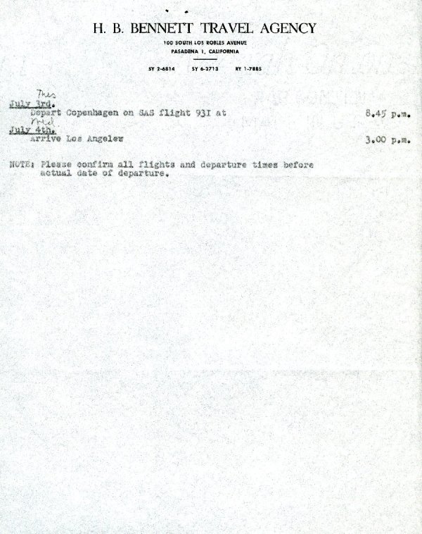 Itinerary for a trip to Europe. Page 2. May 30 - June 4, 1956