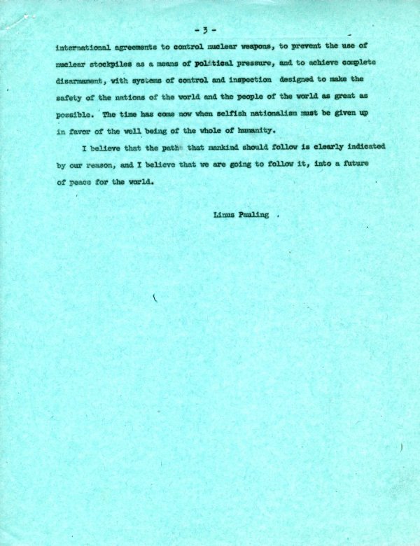 No Title. [re: humanism and nuclear policy] Page 3. August 13, 1960