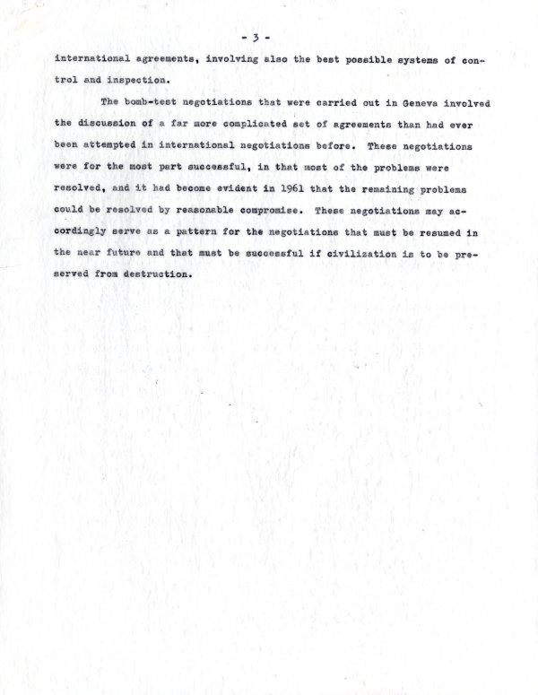 "The Significance of the Bomb-Test Negotiations." Page 3. November 12, 1961