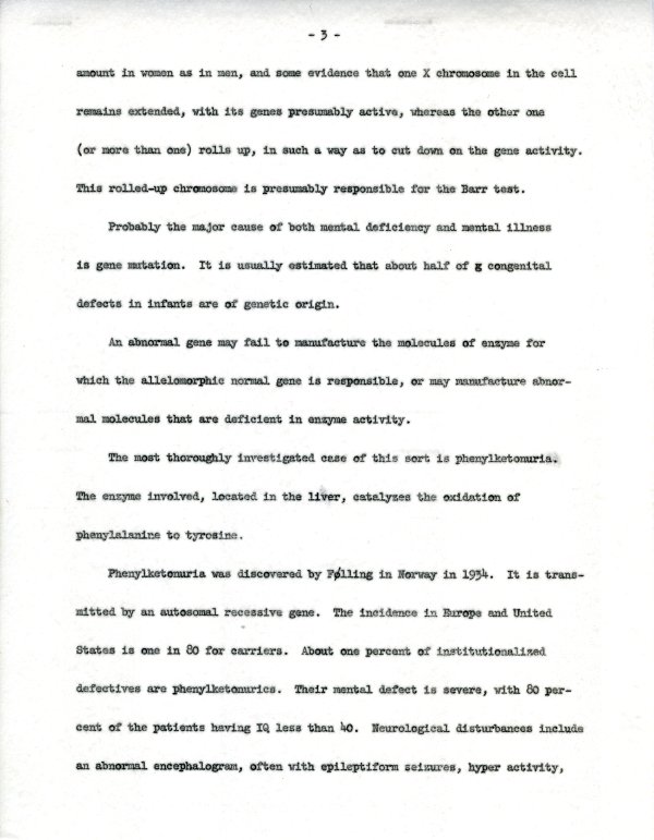 "Chemistry of Mental Disease." Page 3. February 13, 1962