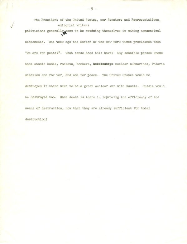 Manuscript Notes re: Nations and Morality; Armament for Peace. Page 2. December 19, 1963