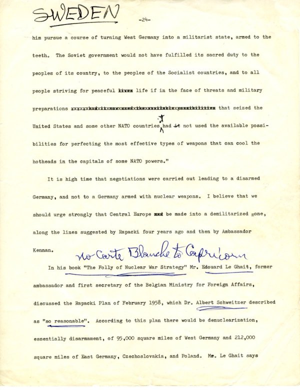 Manuscript Notes re: Nations and Morality; Armament for Peace. Page 3. December 19, 1963