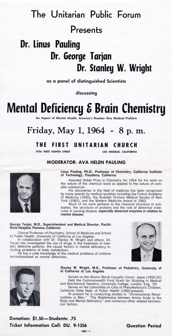 "Mental Deficiency & Brain Chemistry."
