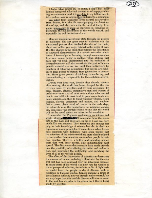 "The Social Responsibilities of Scientists and Science". Page 2. April 3, 1966
