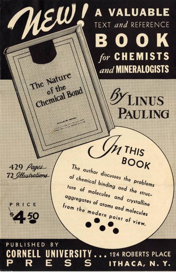 Advertisement for The Nature of the Chemical Bond.