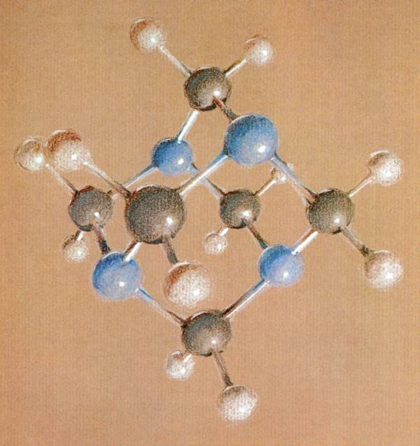 Pastel drawing of Hexamethylenetertramine. Page 1. 1964