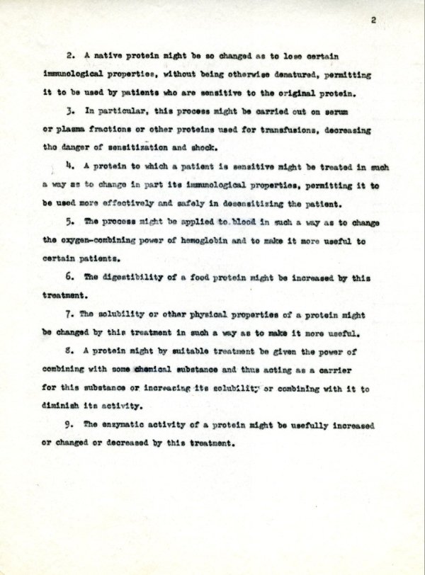 "The Process of Denaturation and Renaturation of Proteins." Page 2. May 26, 1941
