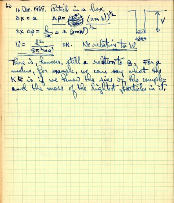 Notes re: Spatial Complementariness and the Properties of Matter. Page 66. December 19, 1968