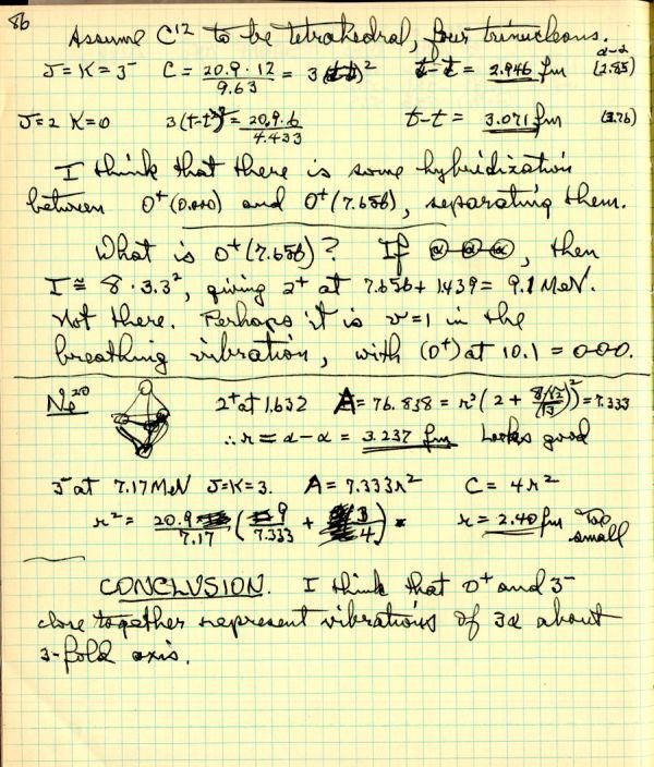 Notes re: "Light Nuclei" Page 86. August 16, 1969